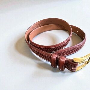 ALLEN EDMONDS 28006 Brown Weave Leather Belt Size 107/42 Brass Buckle USA Made
